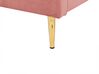 Cama con somier de terciopelo rosa melocotón/dorado 140 x 200 cm CHALEIX_844535