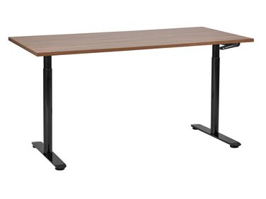 Manuálně nastavitelný psací stůl 160 x 72 cm tmavé dřevo/černý DESTINAS
