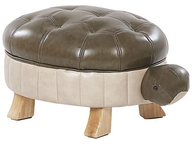 Faux Leather Animal Stool Green TURTLE