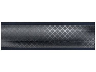 Teppich marineblau 60 x 200 cm geometrisches Muster Kurzflor CHARVAD