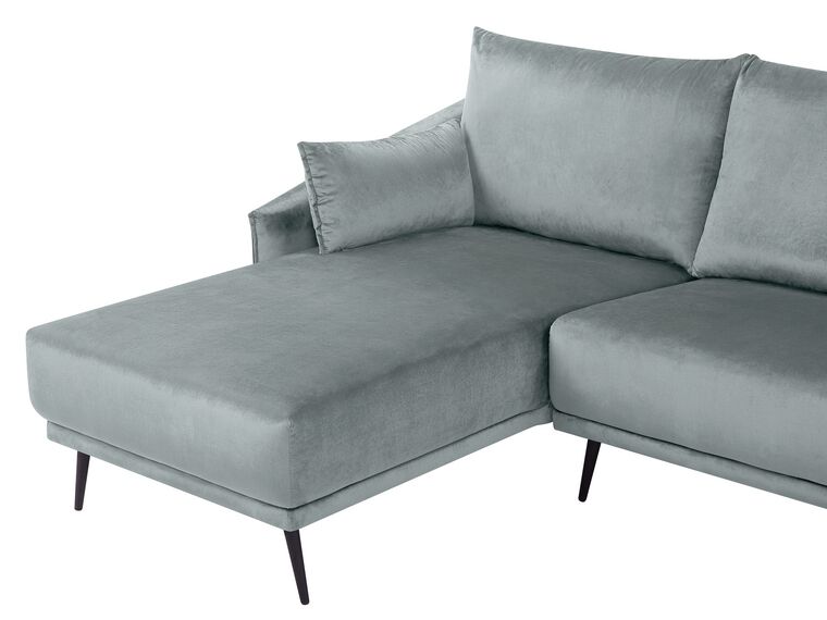 Right Hand Velvet Corner Sofa Grey VARDE Beliani.co.uk