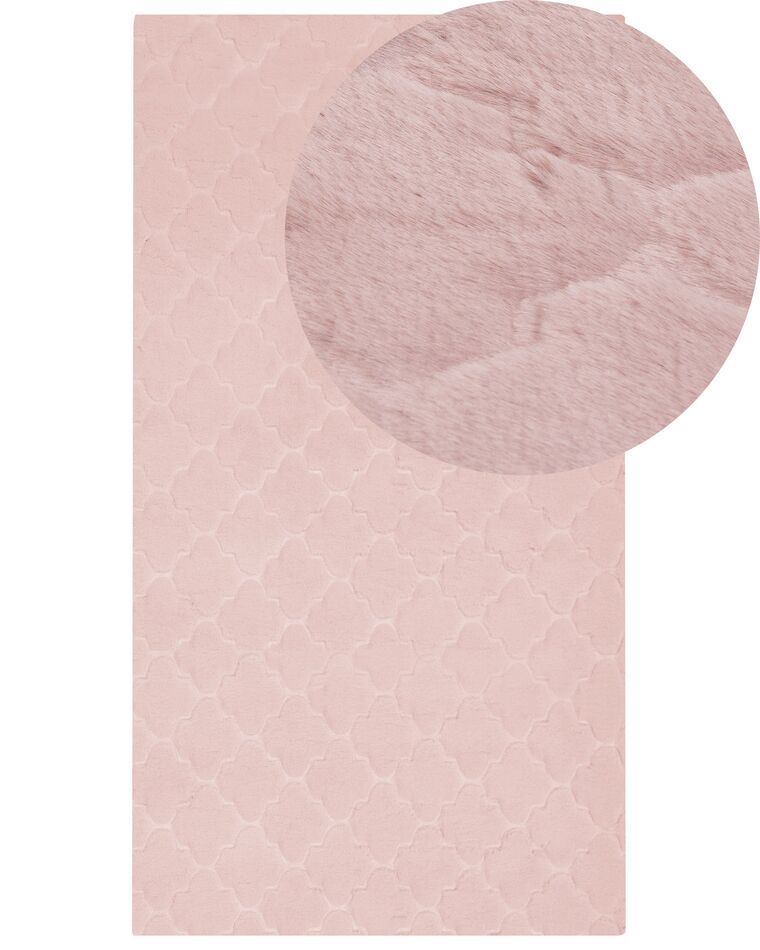 Tapete de pelo sintético de coelho rosa 80 x 150 cm GHARO_866727