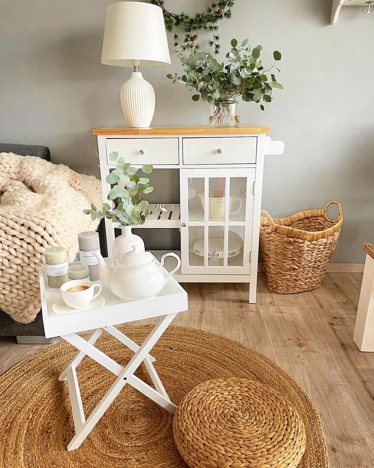 Beliani Pouf Ottoman Tissé Main De Style Boho En Jacinthe D