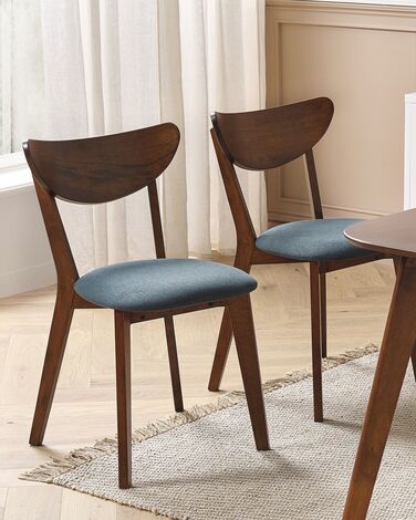 Set of 2 Dining Chairs Dark Wood with Grey ERIE