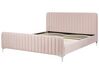 Sametová čalouněná postel s roštem 180 x 200 cm růžová LUNAN_803515