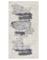 Teppich weiss / grau 80 x 150 cm abstraktes Muster Shaggy MASIS_855007