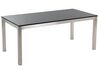 Table de jardin plateau simple granit noir poli 180 cm 6 chaises grises GROSSETO_431602