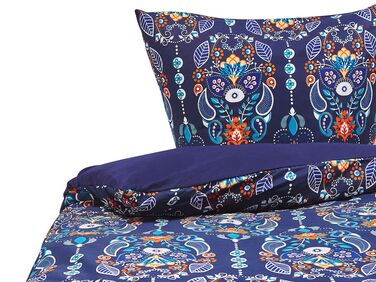 Parure de lit motif coloré bleu marine 135 x 200 MADRONA
