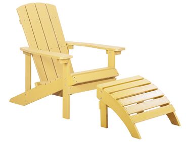 Garden Chair with Footstool Yellow ADIRONDACK