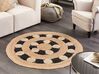 Okrúhly jutový koberec ⌀ 140 cm béžová a čierna HOVIT_870083