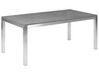Conjunto de mesa com tampo granito polido cinzento 180 x 90 cm e 6 cadeiras brancas GROSSETO_428010