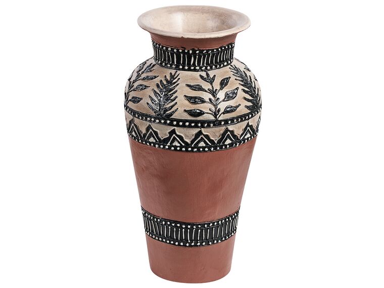 Dekorativ vase i terrakotta 40 cm brun og svart SIAK_849787