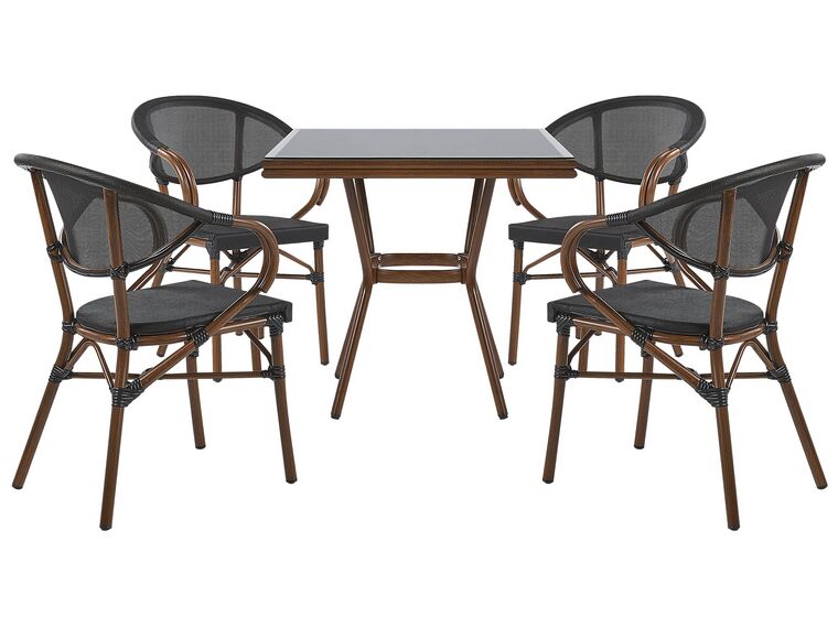 Set da pranzo da giardino con tavolo e 4 sedie nere CASPRI_803025