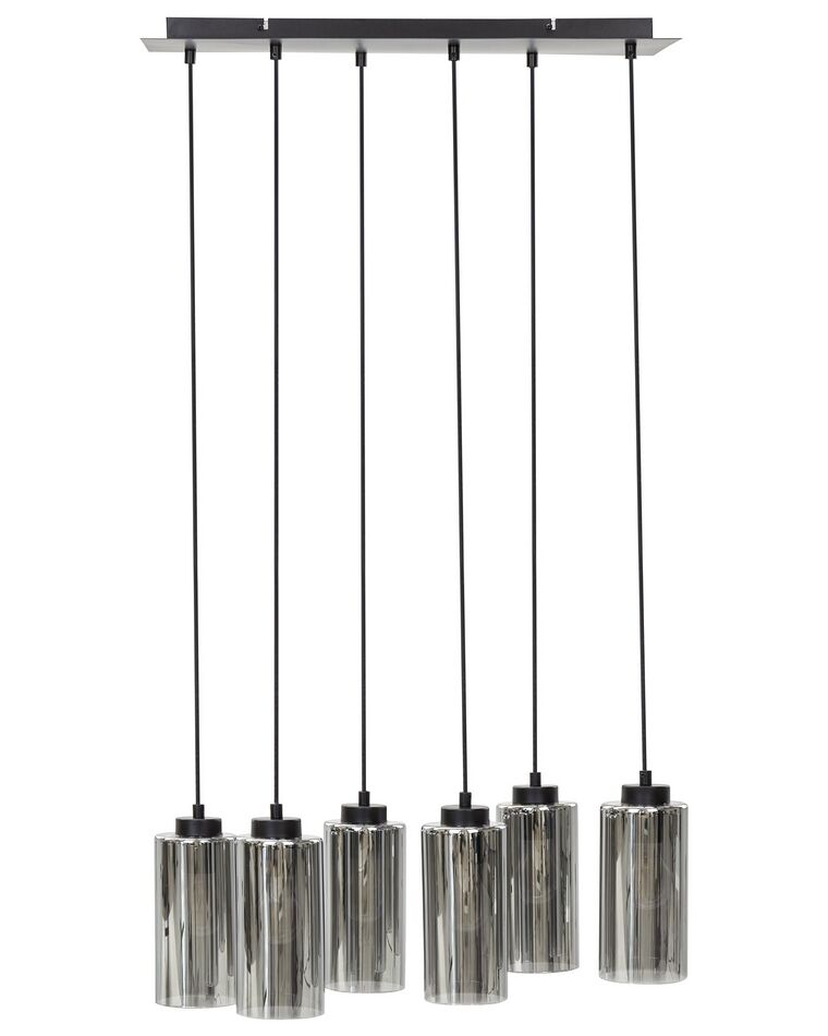 Lampe suspension à 6 lumières en verre gris PURIRI_878187