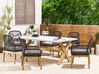 6 Seater Concrete Garden Dining Set with Chairs White with Black OLBIA_829749