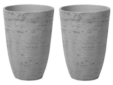 Conjunto de 2 vasos para plantas em pedra cinzenta 35 x 35 x 50 cm CAMIA