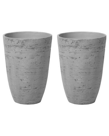 Conjunto de 2 vasos para plantas em pedra cinzenta 35 x 35 x 50 cm CAMIA