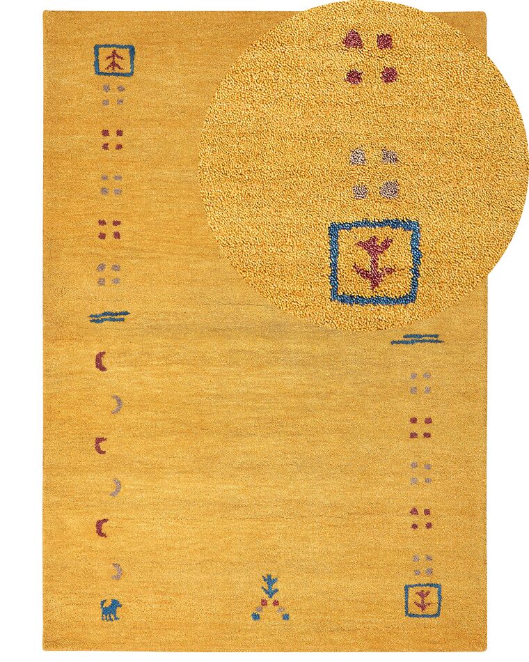 Vlněný koberec gabbeh 160 x 230 cm žlutý AKALAN_856030