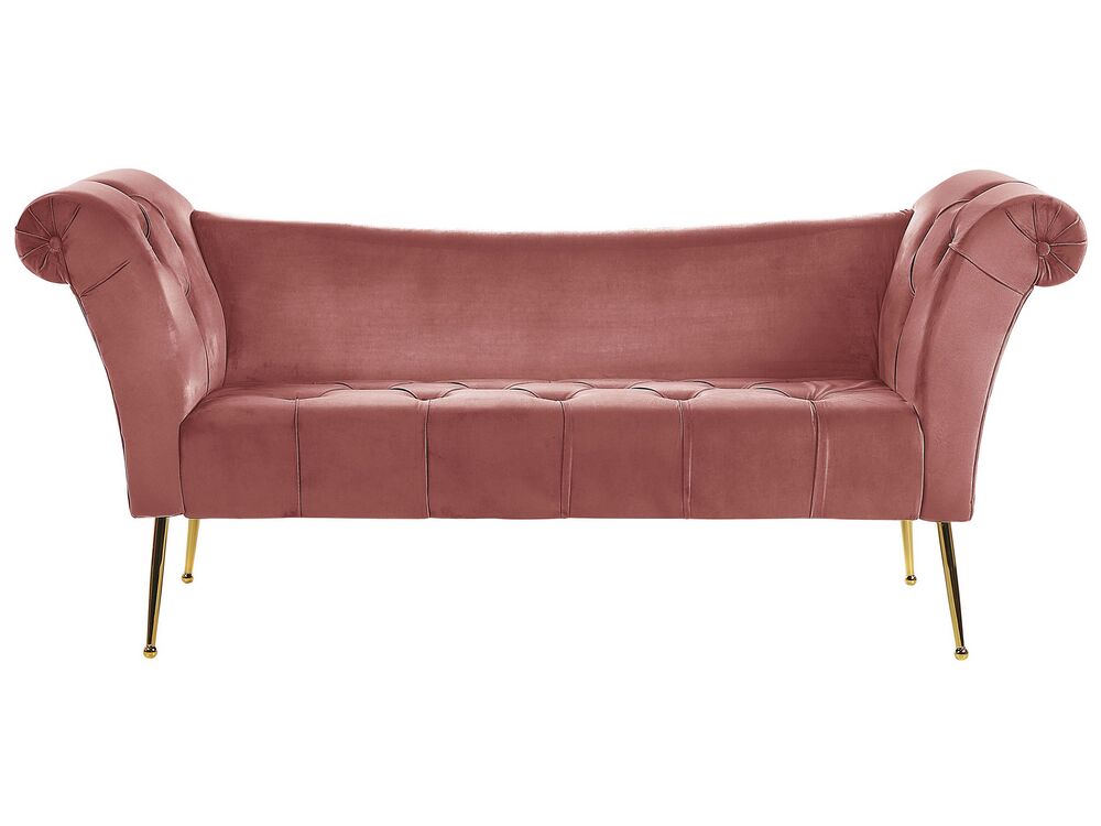 Velvet Chaise Lounge Pink NANTILLY ex Factury at Fair Price Right