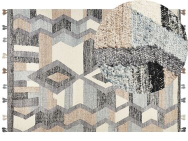 Kelim Teppich Wolle mehrfarbig 200 x 300 cm geometrisches Muster Kurzflor AYGEZARD