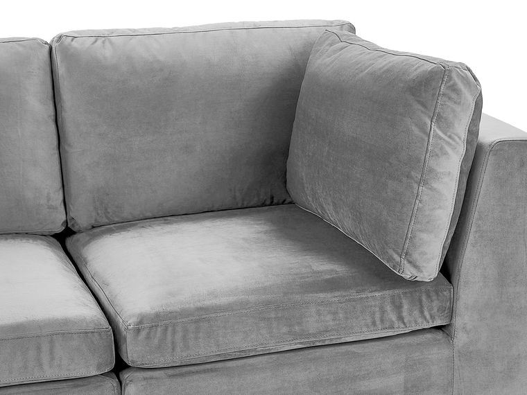 Beliani 3-Sitzer Samtsofa In Hellgrau – Mit Metallbeinen, 200 Cm Breit, Inkl. 2 Kissen