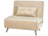 Sofa rozkładana welurowa jednoosobowa beżowa FARRIS_875465