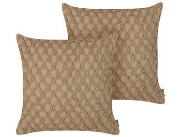 Conjunto de 2 almofadas decorativas em algodão creme 45 x 45 cm COLLOMIA