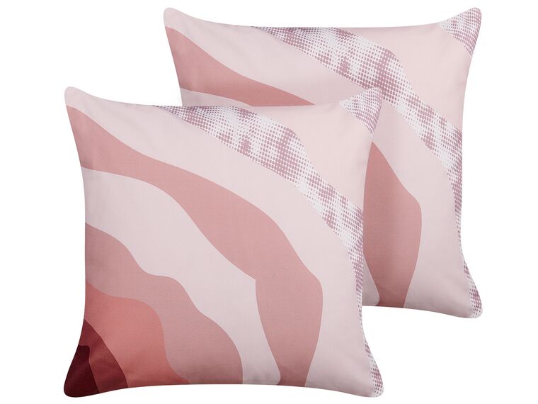 Set of 2 Outdoor Cushions Abstract Pattern 45 x 45 cm Pink CAMPEI_881544