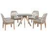 4 Seater Concrete Garden Dining Set Square Table with Chairs Beige OLBIA_816544