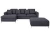 Right Hand Fabric Corner Sofa with Ottoman Grey OSLO_285578