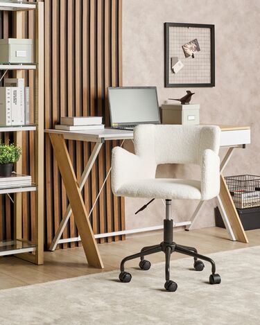 Boucle Desk Chair White SANILAC