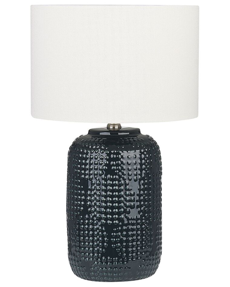 Lámpara de mesa de cerámica azul oscuro/blanco crema 49 cm MUSSEL_849271
