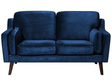 Sofa 2-osobowa welurowa ciemnoniebieska LOKKA