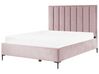 Łóżko z pojemnikiem welurowe 160 x 200 cm różowe SEZANNE_916760