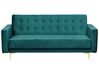 Conjunto de sofás reclináveis com 5 lugares em veludo azul esverdeado ABERDEEN_751976
