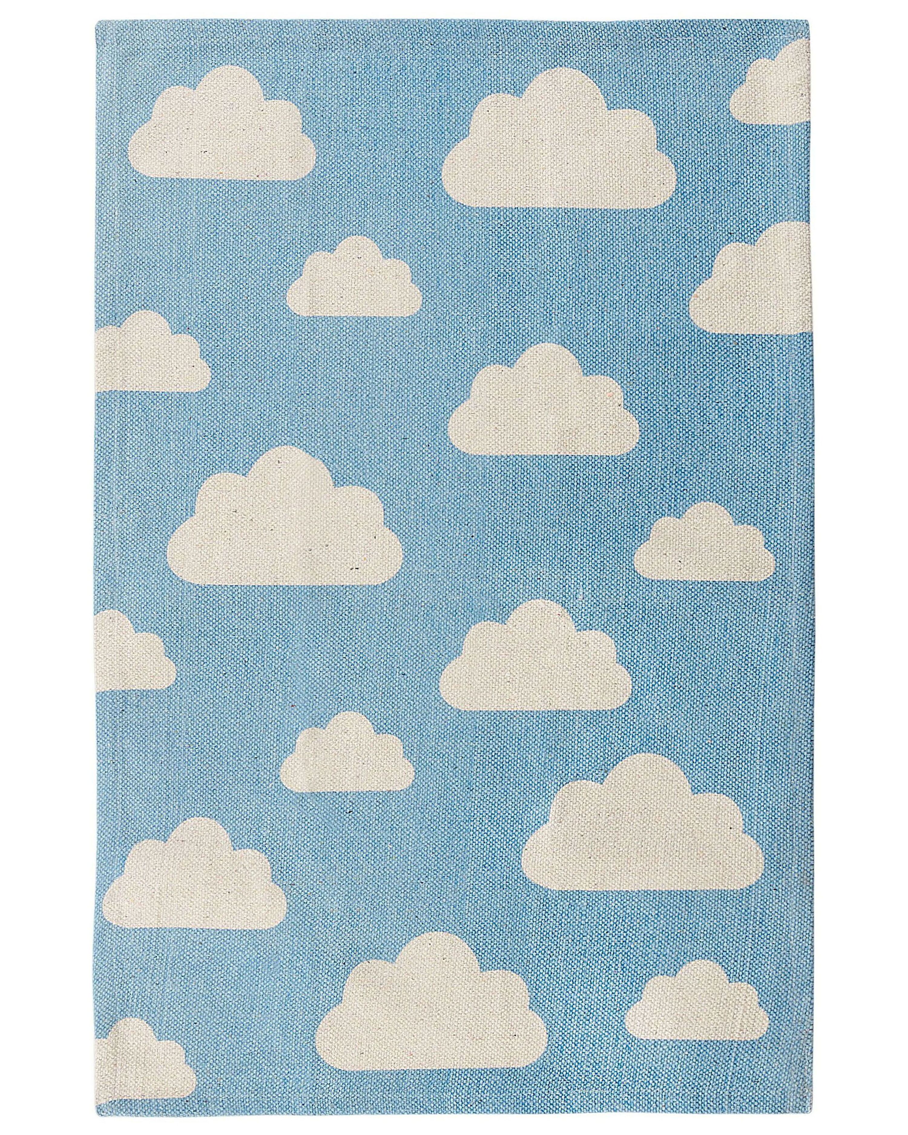 Cloudy - tapis enfant rond à motifs nuages - bleu 120 x 120 cm