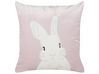 Conjunto de 2 almofadas decorativas com padrão de coelhos bordado em veludo rosa 45 x 45 cm IBERIS_901965