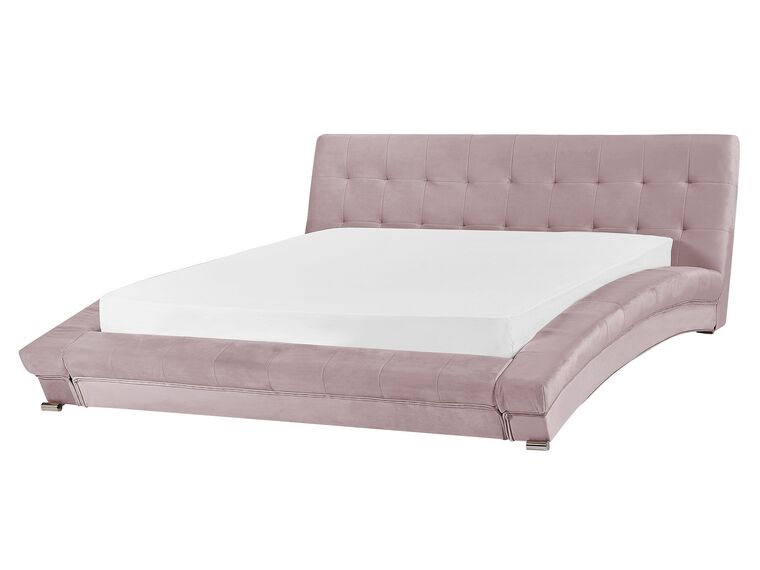 Łóżko wodne welurowe 160 x 200 cm różowe LILLE_741562