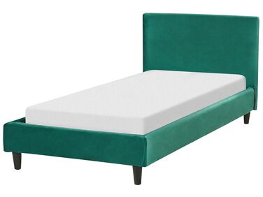 Łóżko welurowe 90 x 200 cm ciemnozielone FITOU