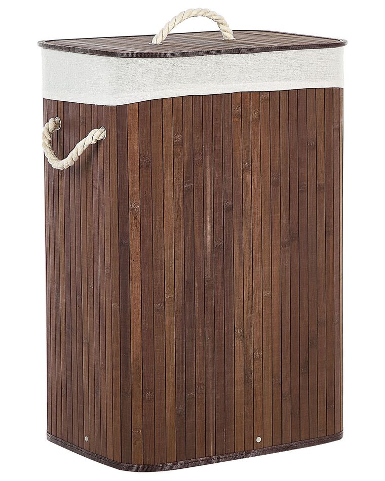 Cesta de madera de bambú oscura/blanco 60 cm KOMARI _849021
