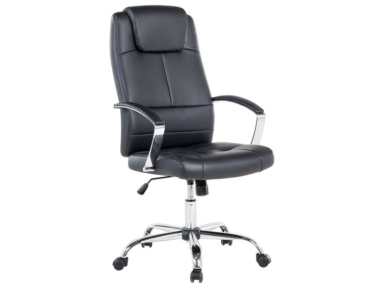 Cadeira de escritório em pele sintética preta WINNER_467169