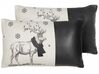 Set of 2 Cushions Reindeer Motif 30 x 50 cm Black and White SVEN_814359