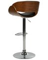 Chaise de bar en bois foncé et cuir PU noir BAKU_732740