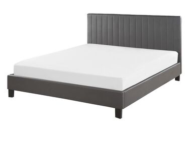  Faux Leather EU Double Size Bed Grey POITIERS