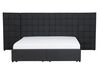 Fabric EU King Size Bed with Storage Grey MILLAU_727014