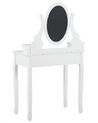 Toiletbord med 5 skuffer, ovalt spejl og hvid GALAXIE skammel_823952