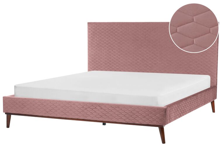Łóżko welurowe 180 x 200 cm różowe BAYONNE_901293