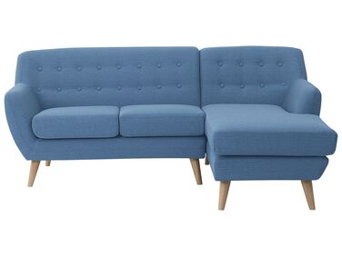 Canapé angle à gauche 3 places en tissu bleu MOTALA