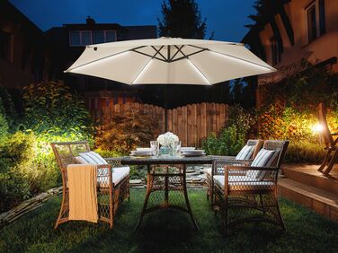 Cantilever Garden Parasol with LED Lights ⌀ 2.85 m Beige CORVAL
