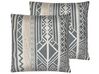 Set of 2 Cushions Geometric Pattern 45 x 45 cm Grey LAURUS_810776